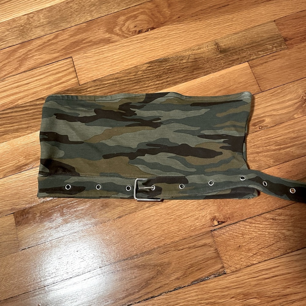 camo tube top with belt buckle